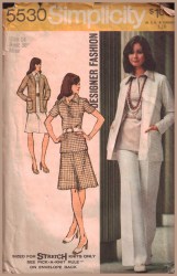 5530 SIMPLICITY 1973 UNCUT KNIT CARDIGAN, BLOUSE, SKIRT,  PANTS PATTERN 16 38''B; 12 34"B choice